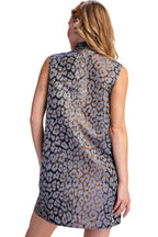 Mock Neck Animal Print Jacquard Dress