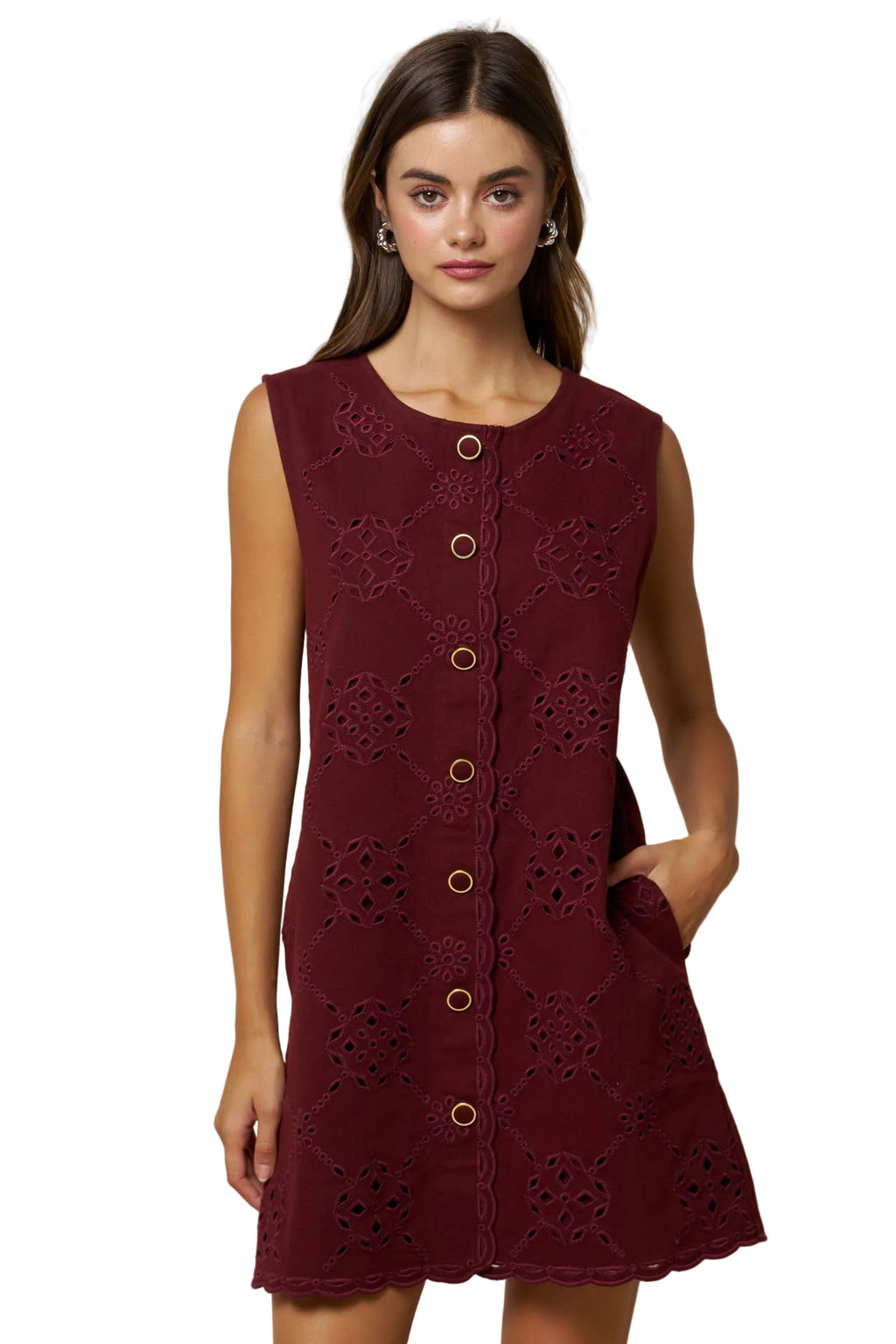 Embroidery Mini Shift Dress
