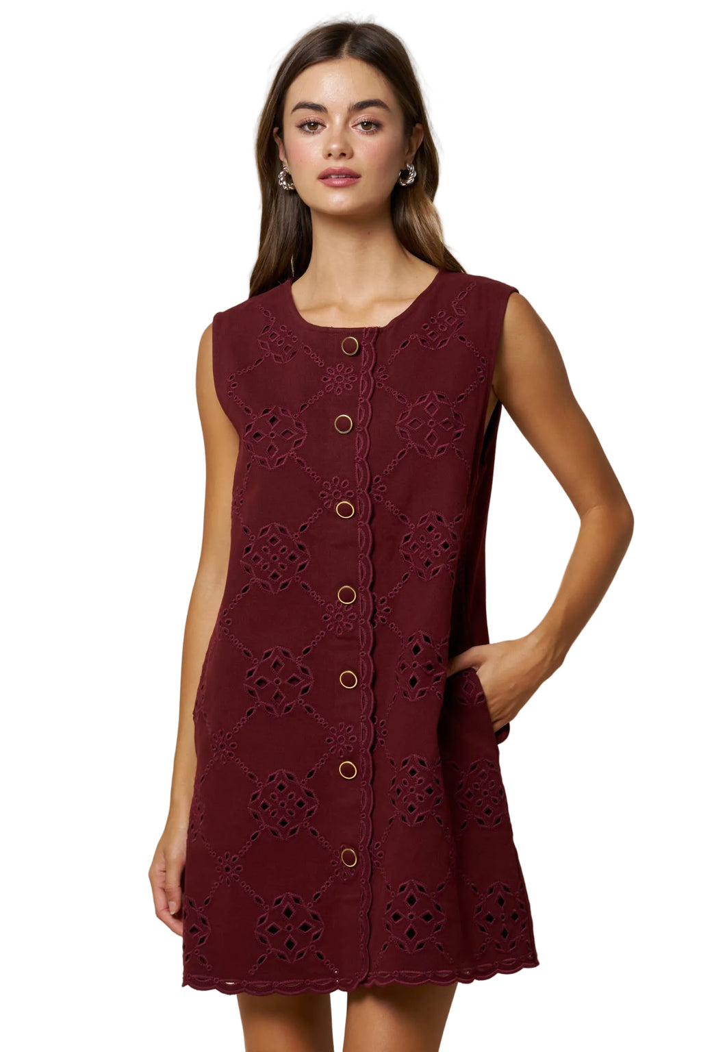 Embroidery Mini Shift Dress