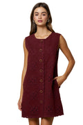 Embroidery Mini Shift Dress