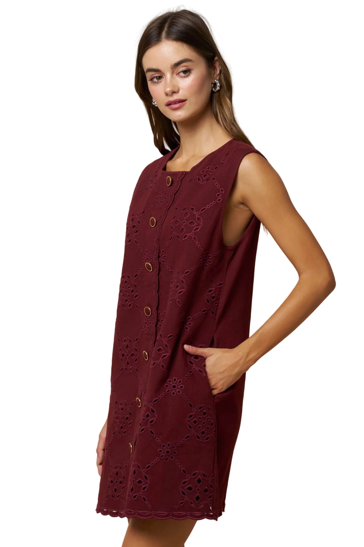 Embroidery Mini Shift Dress