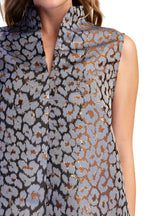 Mock Neck Animal Print Jacquard Dress