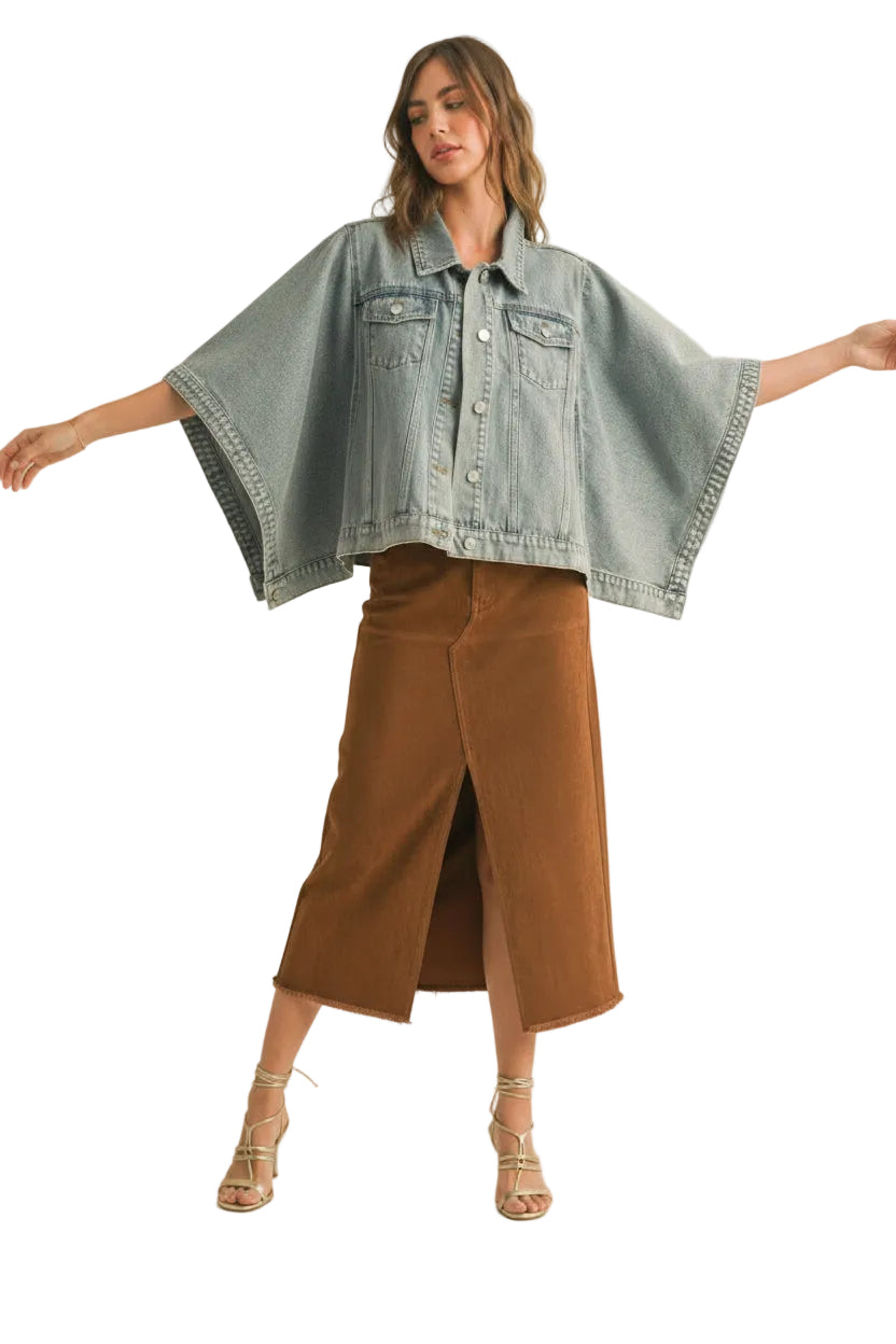 The Battersea Denim Cape Jacket