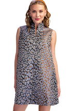 Mock Neck Animal Print Jacquard Dress